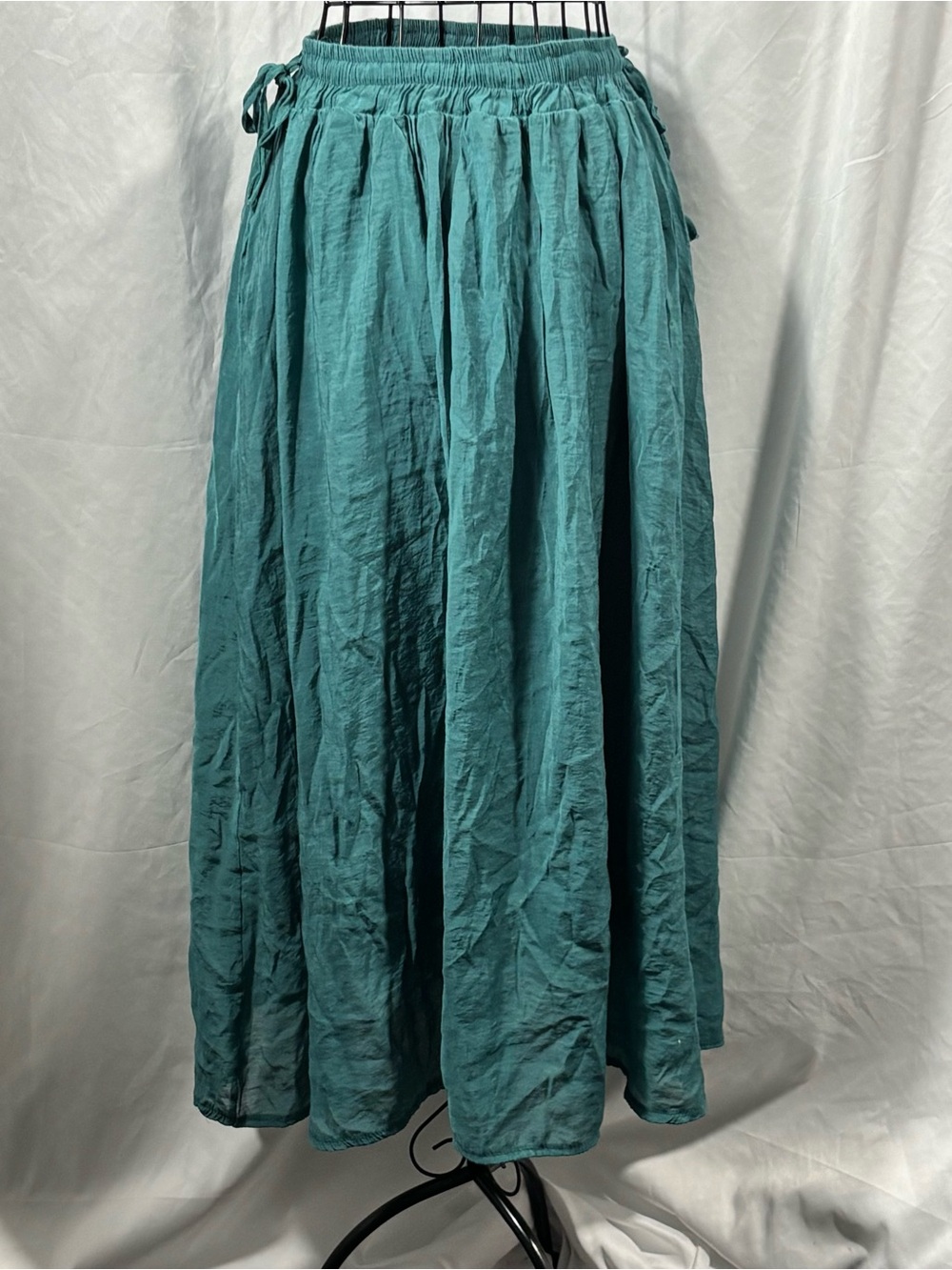 Teal Maxi Skirt with Gathered Elastic Waist